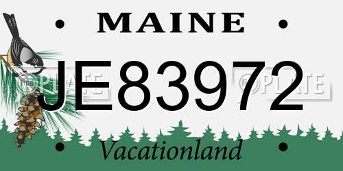 JE83972 Maine License Plate