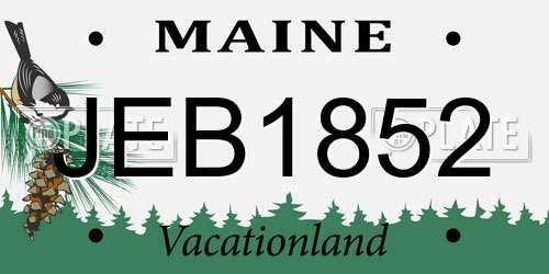 JEB1852 Maine License Plate