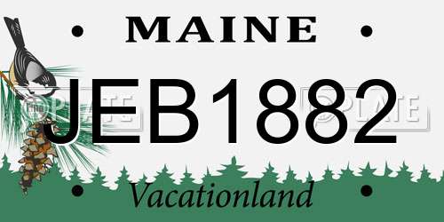 JEB1882 Maine License Plate