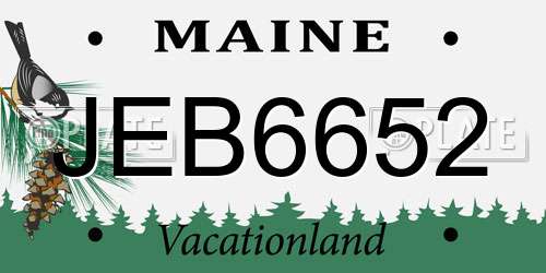 JEB6652 Maine License Plate
