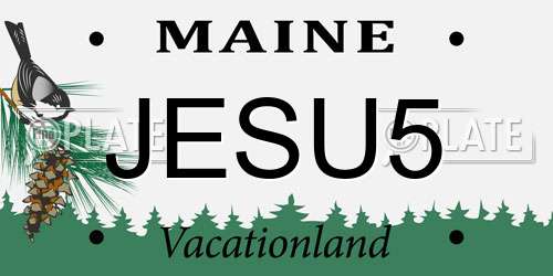 JESU5 Maine License Plate