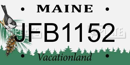 JFB1152 Maine License Plate