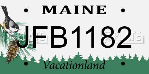 JFB1182 Maine License Plate