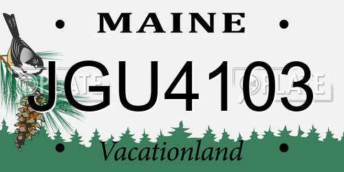JGU4103 Maine License Plate