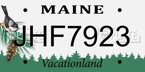 JHF7923 Maine License Plate