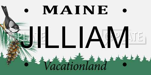 JILLIAM Maine License Plate