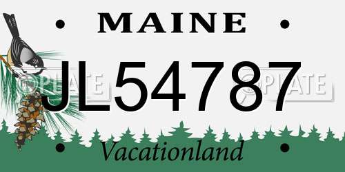 JL54787 Maine License Plate