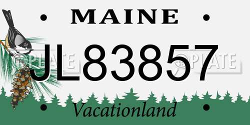 JL83857 Maine License Plate