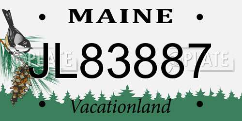 JL83887 Maine License Plate