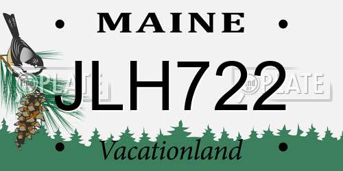 JLH722 Maine License Plate