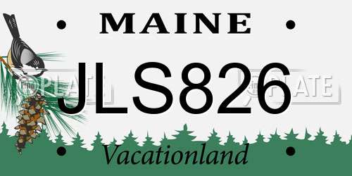 JLS826 Maine License Plate