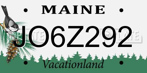 JO6Z292 Maine License Plate