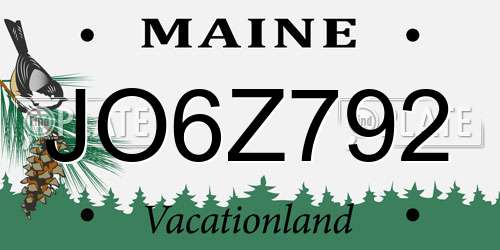JO6Z792 Maine License Plate