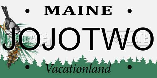 JOJOTWO Maine License Plate