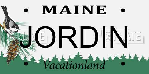 JORDIN Maine License Plate