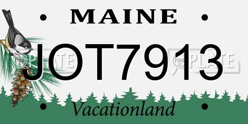 JOT7913 Maine License Plate