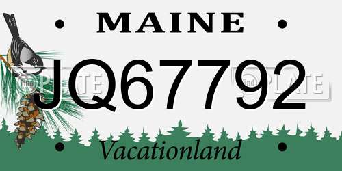 JQ67792 Maine License Plate