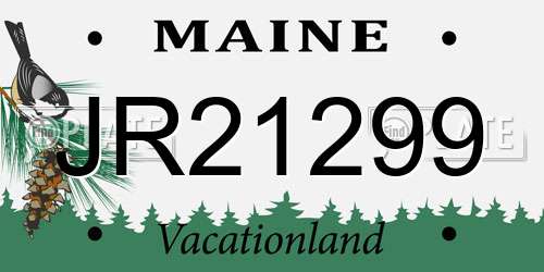 JR21299 Maine License Plate