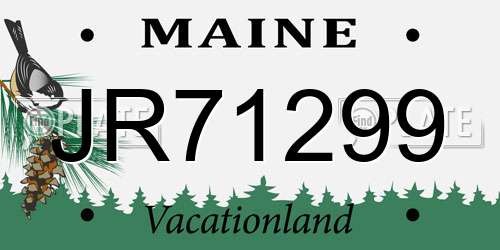 JR71299 Maine License Plate