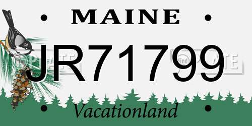 JR71799 Maine License Plate