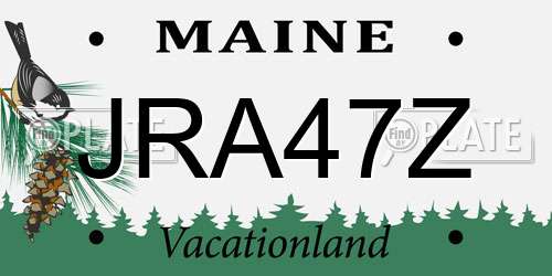 JRA47Z Maine License Plate