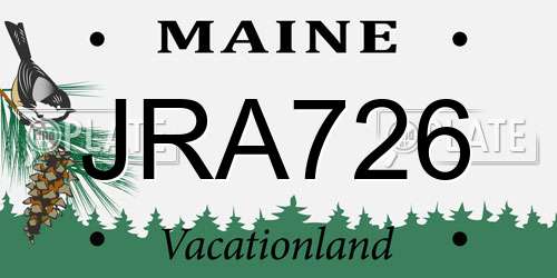 JRA726 Maine License Plate