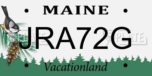 JRA72G Maine License Plate