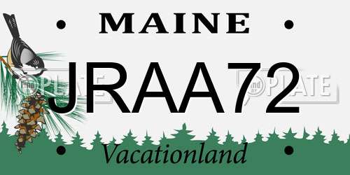 JRAA72 Maine License Plate