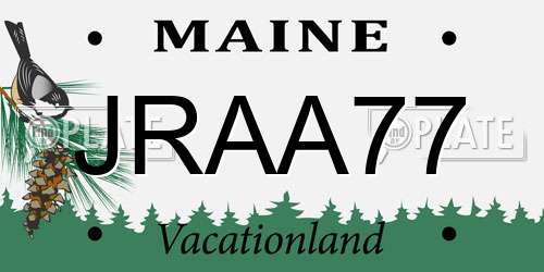 JRAA77 Maine License Plate