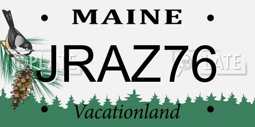JRAZ76 Maine License Plate