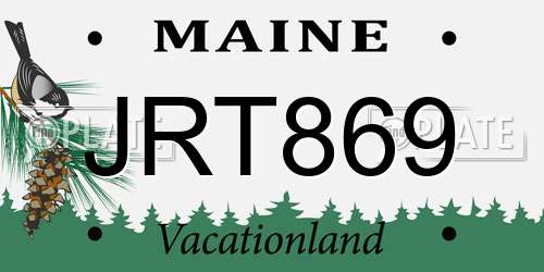 JRT869 Maine License Plate