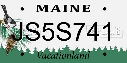 JS5S741 Maine License Plate