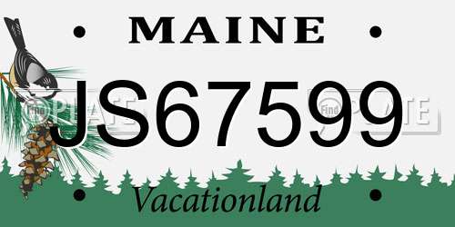 JS67599 Maine License Plate