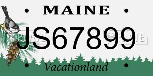 JS67899 Maine License Plate