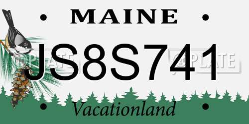 JS8S741 Maine License Plate