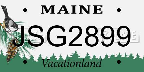 JSG2899 Maine License Plate