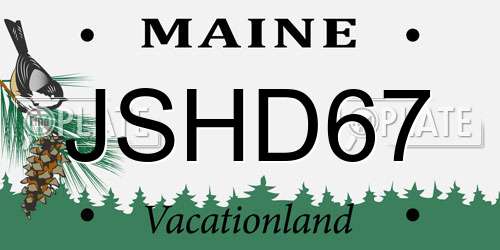 JSHD67 Maine License Plate