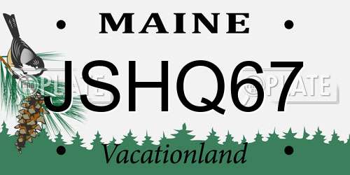JSHQ67 Maine License Plate