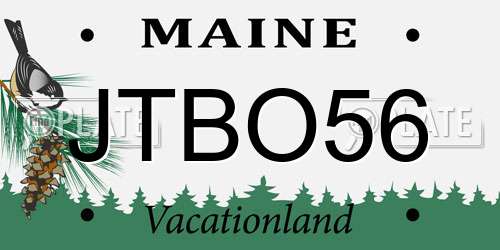JTBO56 Maine License Plate