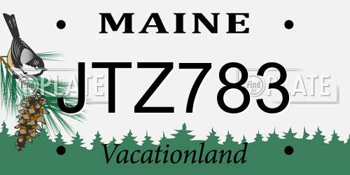 JTZ783 Maine License Plate
