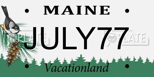 JULY77 Maine License Plate