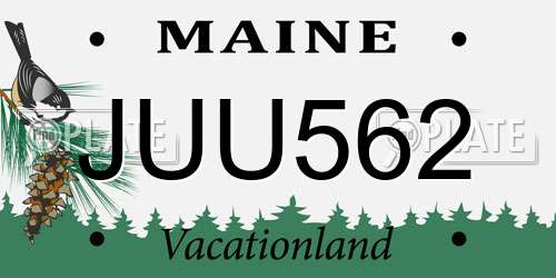 JUU562 Maine License Plate