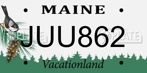 JUU862 Maine License Plate