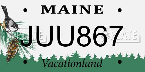 JUU867 Maine License Plate