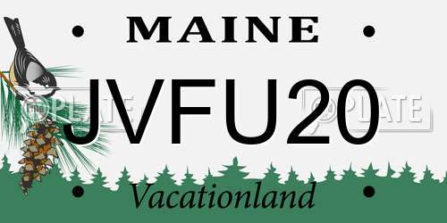 JVFU20 Maine License Plate