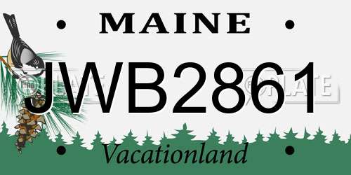 JWB2861 Maine License Plate