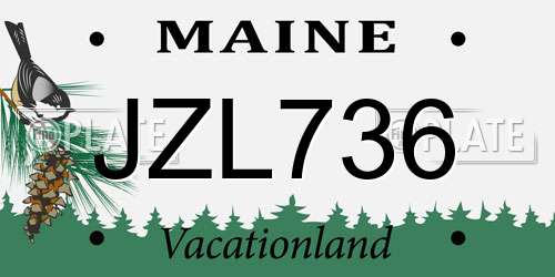 JZL736 Maine License Plate