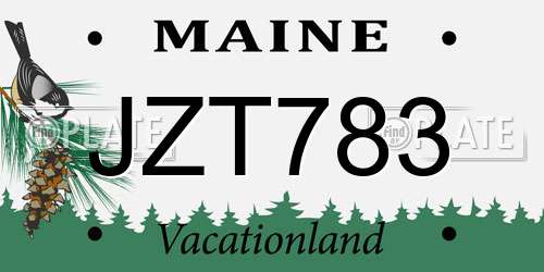 JZT783 Maine License Plate