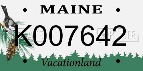 K007642 Maine License Plate
