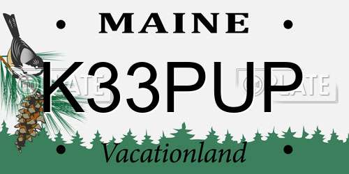 K33PUP Maine License Plate